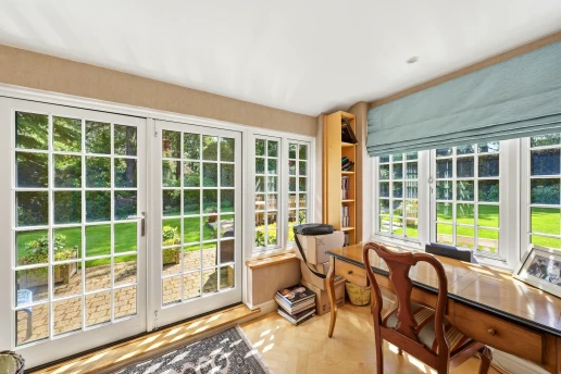 Home office opening onto the garden at Fieldhead, Prestbury