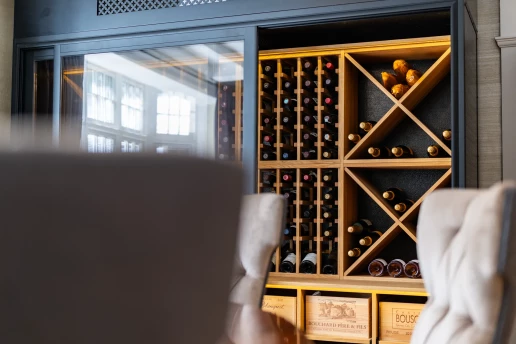 Bespoke wine storage detail at Fieldhead, Prestbury