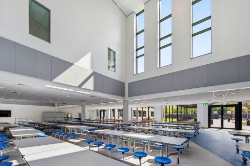 Light-filled dining atrium and central circulation space